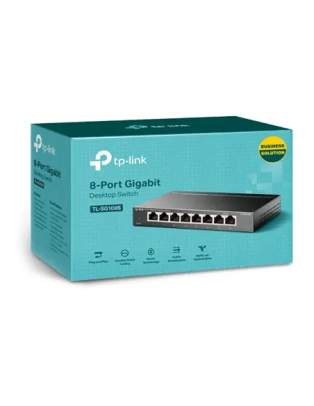 TP-Link TL-SG108S(UN) switch No administrado Gigabit Ethernet (10 100 1000) Escritorio Negro