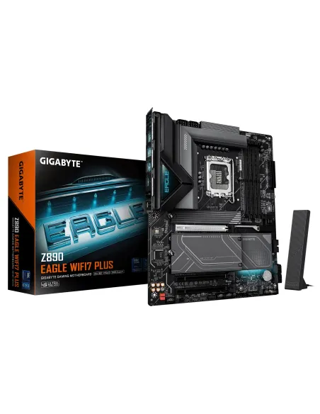 GIGABYTE Z890 EAGLE WIFI7 PLUS Placa Base – Compatible con procesadores Intel Core Ultra (Serie 2), VRM de 14+1+2 fases, hasta