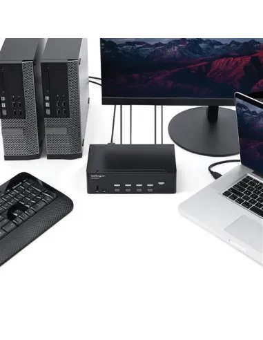 StarTech.com Switch Conmutador KVM de 4 Puertos HDMI - 4K de 30Hz - de Pantalla Doble