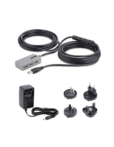 StarTech.com U01043-USB-EXTENDER hub de interfaz USB 3.2 Gen 1 (3.1 Gen 1) Type-A 5000 Mbit s Negro, Plata