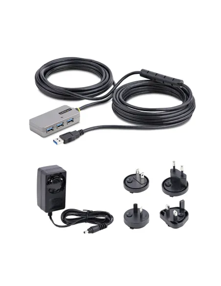 StarTech.com U01043-USB-EXTENDER hub de interfaz USB 3.2 Gen 1 (3.1 Gen 1) Type-A 5000 Mbit s Negro, Plata