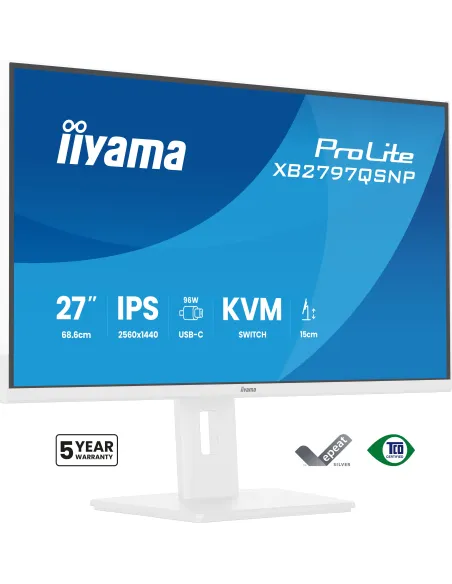 iiyama ProLite XB2797QSNP-W1 pantalla para PC 68,6 cm (27") 2560 x 1440 Pixeles Quad HD LCD Blanco