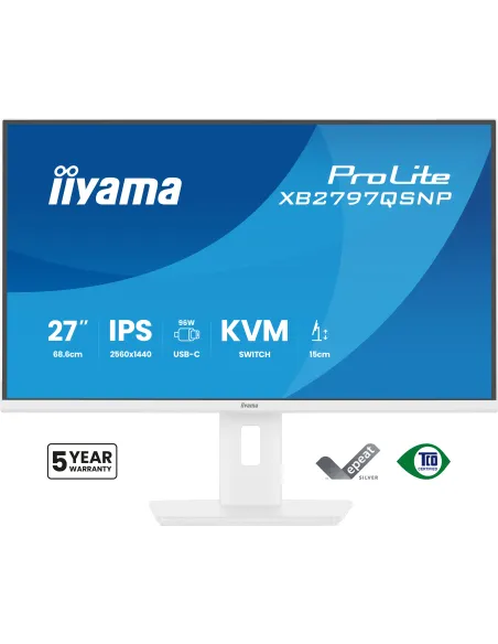 iiyama ProLite XB2797QSNP-W1 pantalla para PC 68,6 cm (27") 2560 x 1440 Pixeles Quad HD LCD Blanco