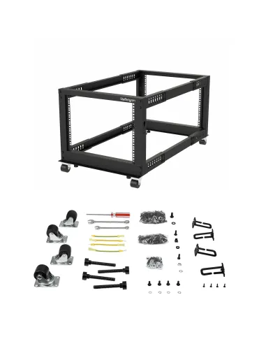 StarTech.com Rack 12U Móvil de Marco Abierto de 4 Columnas para Servidores - Rack de Cuatro Columnas de 19 Pulgadas para Equipo
