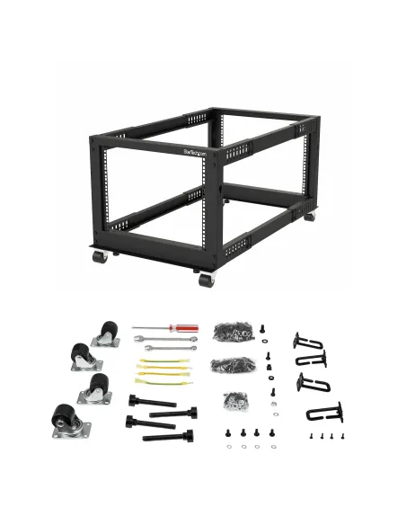 StarTech.com Rack 12U Móvil de Marco Abierto de 4 Columnas para Servidores - Rack de Cuatro Columnas de 19 Pulgadas para Equipo