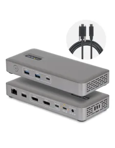 StarTech.com Docking Station USB4 USB-C Universal sin Controladores de 2 Monitores para macOS Windows - con Carga de 100W para