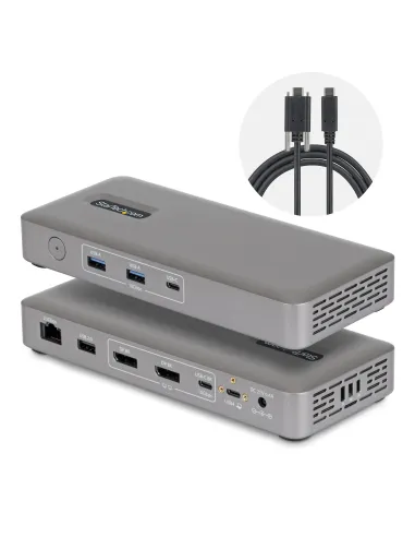 StarTech.com Docking Station USB4 USB-C Universal sin Controladores de 2 Monitores para macOS Windows - con Carga de 100W para