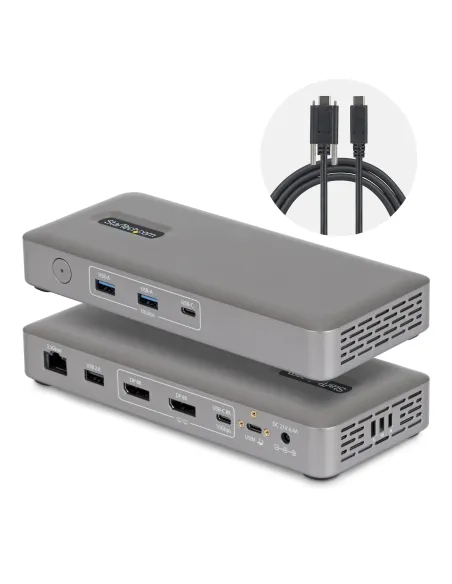 StarTech.com Docking Station USB4 USB-C Universal sin Controladores de 2 Monitores para macOS Windows - con Carga de 100W para
