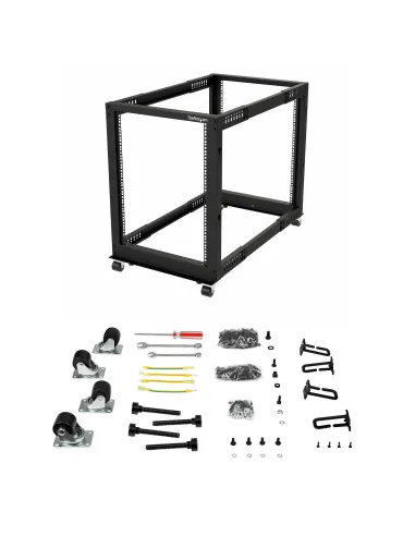 StarTech.com Rack 15U Móvil de Marco Abierto de 4 Columnas para Servidores - Rack de Cuatro Columnas de 19 Pulgadas para Equipo
