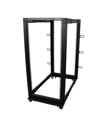 StarTech.com Rack 25U Móvil de Marco Abierto de 4 Columnas para Servidores - Rack de Cuatro Columnas 19 Pulgadas para Equipo de