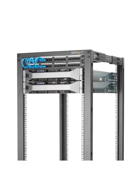 StarTech.com Rack 25U Móvil de Marco Abierto de 4 Columnas para Servidores - Rack de Cuatro Columnas 19 Pulgadas para Equipo de