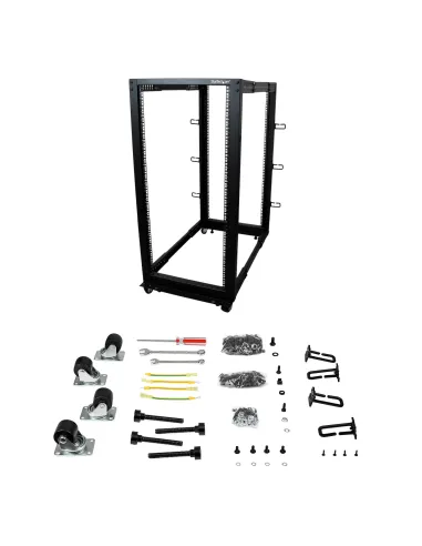StarTech.com Rack 25U Móvil de Marco Abierto de 4 Columnas para Servidores - Rack de Cuatro Columnas 19 Pulgadas para Equipo de