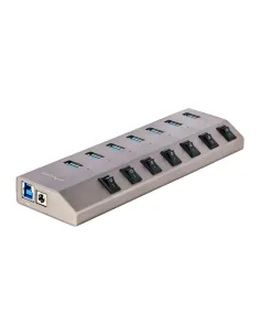 StarTech.com Hub USB-C de 7 Puertos USB-A - Ladrón USB Tipo C con Fuente de Alimentación - Interruptores Individuales de