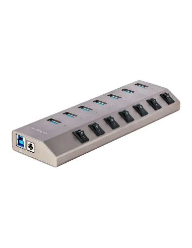 StarTech.com Hub USB-C de 7 Puertos USB-A - Ladrón USB Tipo C con Fuente de Alimentación - Interruptores Individuales de