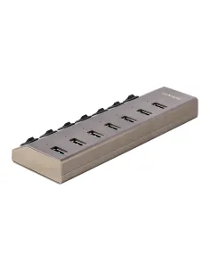 StarTech.com Hub USB-C de 7 Puertos USB-A - Ladrón USB Tipo C con Fuente de Alimentación - Interruptores Individuales de 2