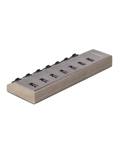 StarTech.com Hub USB-C de 7 Puertos USB-A - Ladrón USB Tipo C con Fuente de Alimentación - Interruptores Individuales de