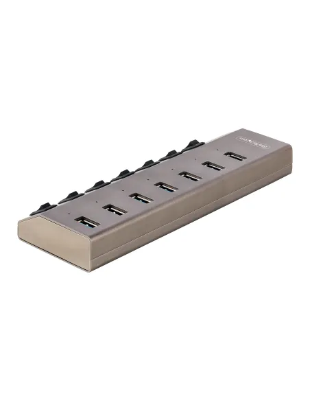 StarTech.com Hub USB-C de 7 Puertos USB-A - Ladrón USB Tipo C con Fuente de Alimentación - Interruptores Individuales de