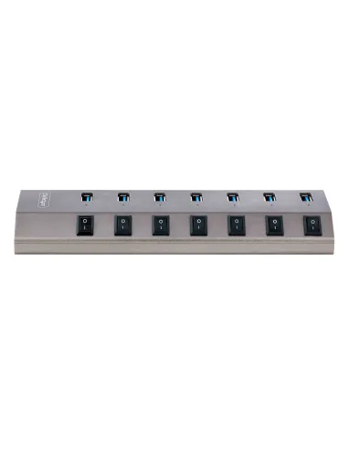 StarTech.com Hub USB-C de 7 Puertos USB-A - Ladrón USB Tipo C con Fuente de Alimentación - Interruptores Individuales de