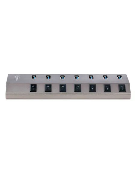 StarTech.com Hub USB-C de 7 Puertos USB-A - Ladrón USB Tipo C con Fuente de Alimentación - Interruptores Individuales de