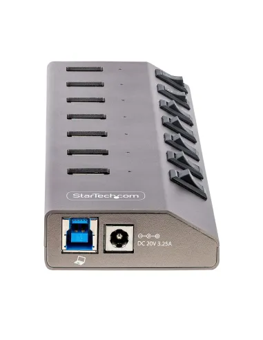 StarTech.com Hub USB-C de 7 Puertos USB-A - Ladrón USB Tipo C con Fuente de Alimentación - Interruptores Individuales de