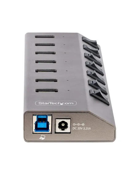 StarTech.com Hub USB-C de 7 Puertos USB-A - Ladrón USB Tipo C con Fuente de Alimentación - Interruptores Individuales de