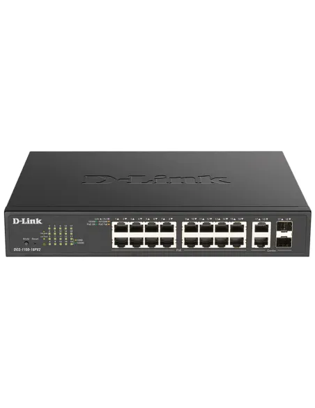 D-Link DGS-1100-18PV2 switch Gestionado L2 Gigabit Ethernet (10 100 1000) Energía sobre Ethernet (PoE) 1U Negro