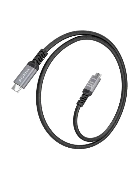 AISENS Cable USB4 Gen3x2 Aluminio 40Gbps 8K@60Hz 5A 48V 240W E-Mark, Tipo USB-C M-USB-C M, Negro, 1.0m