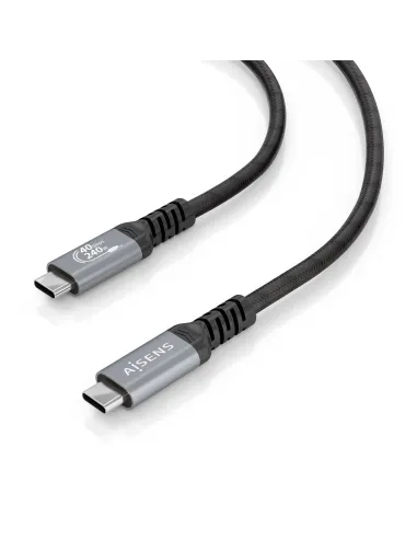 AISENS Cable USB4 Gen3x2 Aluminio 40Gbps 8K@60Hz 5A 48V 240W E-Mark, Tipo USB-C M-USB-C M, Negro, 1.0m