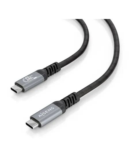 AISENS Cable USB4 Gen3x2 Aluminio 40Gbps 8K@60Hz 5A 48V 240W E-Mark, Tipo USB-C M-USB-C M, Negro, 1.0m