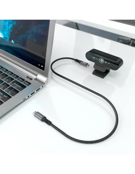 AISENS Cable USB4 Gen3x2 Aluminio 40Gbps 8K@60Hz 5A 48V 240W E-Mark, Tipo USB-C M-USB-C M, Negro, 1.0m