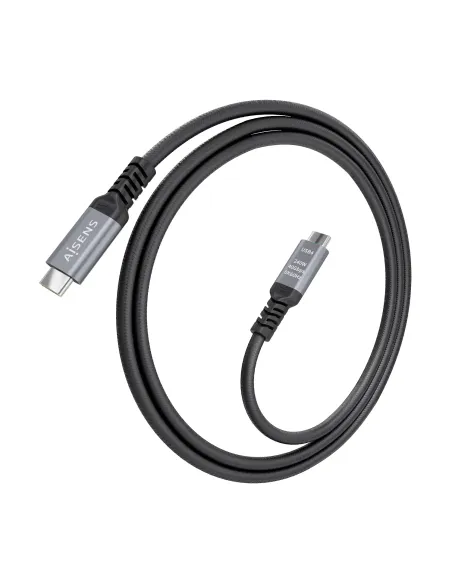 AISENS Cable USB4 Gen3x2 Aluminio 40Gbps 8K@60Hz 5A 48V 240W E-Mark, Tipo USB-C M-USB-C M, Negro, 1.5m