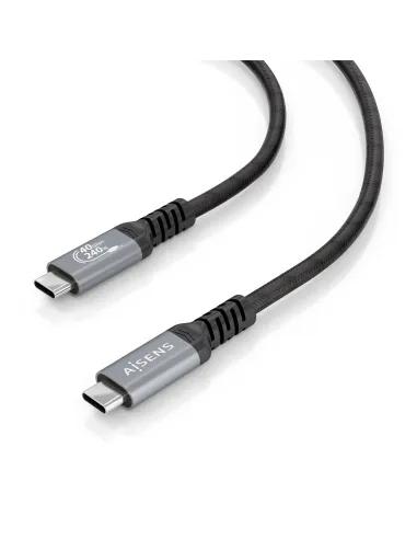 AISENS Cable USB4 Gen3x2 Aluminio 40Gbps 8K@60Hz 5A 48V 240W E-Mark, Tipo USB-C M-USB-C M, Negro, 1.5m