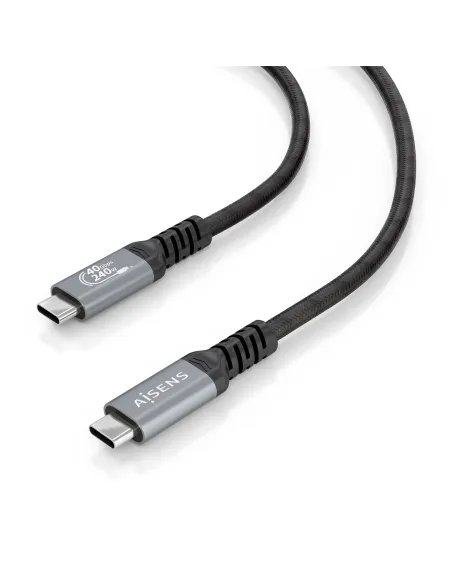 AISENS Cable USB4 Gen3x2 Aluminio 40Gbps 8K@60Hz 5A 48V 240W E-Mark, Tipo USB-C M-USB-C M, Negro, 1.5m