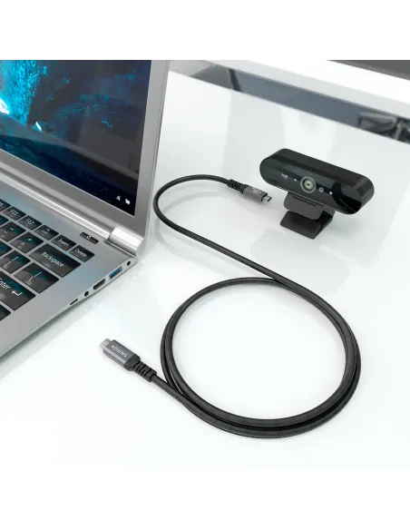 AISENS Cable USB4 Gen3x2 Aluminio 40Gbps 8K@60Hz 5A 48V 240W E-Mark, Tipo USB-C M-USB-C M, Negro, 1.5m