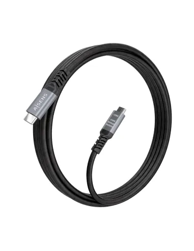 AISENS Cable USB4 Gen3x2 Aluminio 40Gbps 8K@60Hz 5A 48V 240W E-Mark, Tipo USB-C M-USB-C M, Negro, 2.0m
