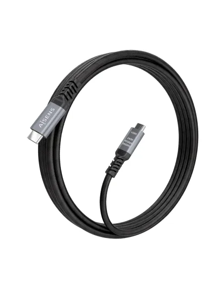 AISENS Cable USB4 Gen3x2 Aluminio 40Gbps 8K@60Hz 5A 48V 240W E-Mark, Tipo USB-C M-USB-C M, Negro, 2.0m