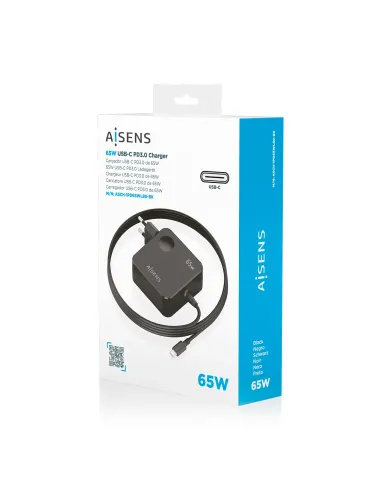 AISENS Cargador 65W PD3.0 1xUSB-C 1.5m, Negro