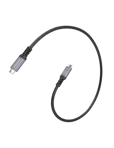 AISENS Cable USB4 Gen3x2 Aluminio 40Gbps 8K@60Hz 5A 48V 240W E-Mark, Tipo USB-C M-USB-C M, Negro, 0.5M