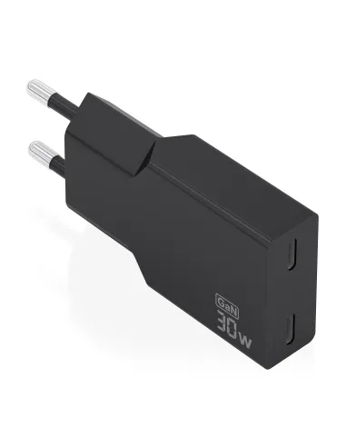 AISENS Cargador Ultra Delgado GaN 30W, 2xUSB-C PD3.0, Negro
