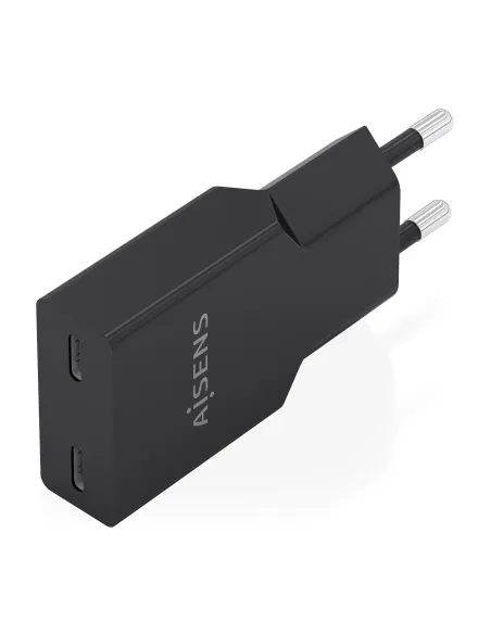 AISENS Cargador Ultra Delgado GaN 30W, 2xUSB-C PD3.0, Negro