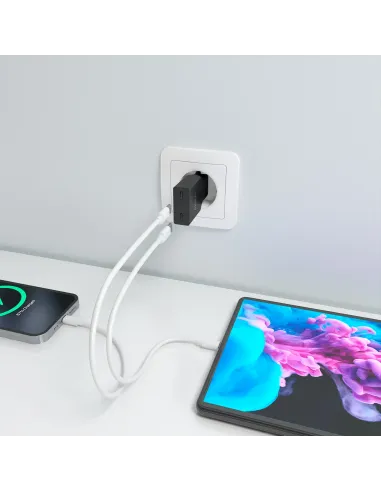 AISENS Cargador Ultra Delgado GaN 30W, 2xUSB-C PD3.0, Negro