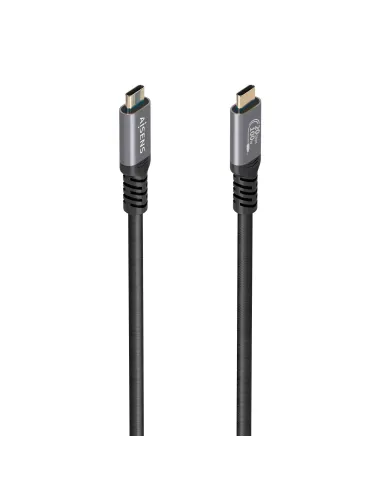 AISENS Cable USB 3.2 Gen2x2 Aluminio 20Gbps 8K@30Hz 5A 100W E-Mark, Tipo USB-C M-USB-C M, Negro, 3.0m