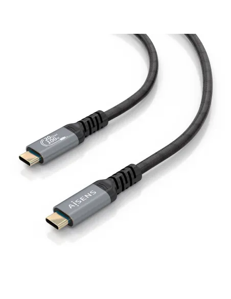 AISENS Cable USB 3.2 Gen2x2 Aluminio 20Gbps 8K@30Hz 5A 100W E-Mark, Tipo USB-C M-USB-C M, Negro, 3.0m