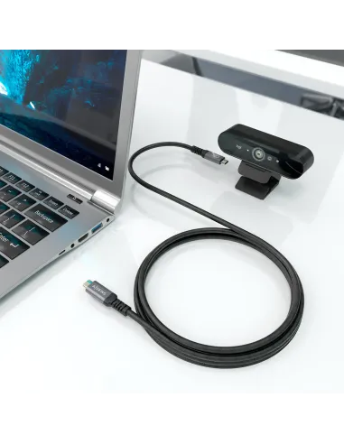 AISENS Cable USB 3.2 Gen2x2 Aluminio 20Gbps 8K@30Hz 5A 100W E-Mark, Tipo USB-C M-USB-C M, Negro, 3.0m