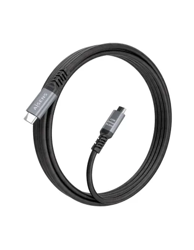 AISENS Cable USB 3.2 Gen2 Aluminio 10Gbps 8K@30Hz 5A 100W E-Mark, Tipo USB-C M-USB-C M, Negro, 4.0m