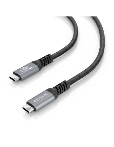 AISENS Cable USB 3.2 Gen2 Aluminio 10Gbps 8K@30Hz 5A 100W E-Mark, Tipo USB-C M-USB-C M, Negro, 4.0m