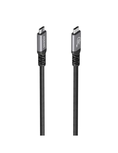 AISENS Cable USB 3.2 Gen2 Aluminio 10Gbps 8K@30Hz 5A 100W E-Mark, Tipo USB-C M-USB-C M, Negro, 5.0m