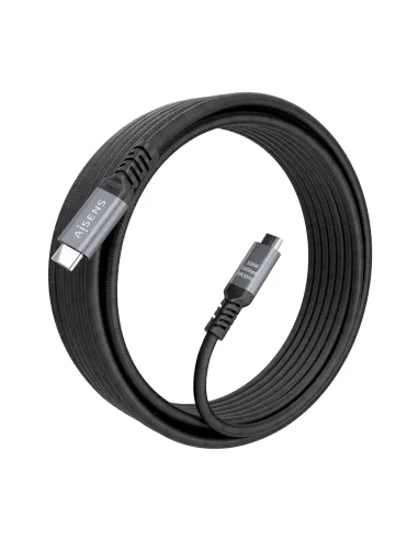 AISENS Cable USB 3.2 Gen2 Aluminio 10Gbps 8K@30Hz 5A 100W E-Mark, Tipo USB-C M-USB-C M, Negro, 5.0m