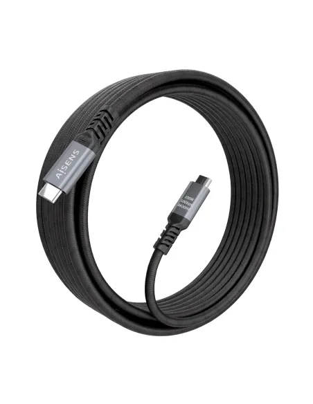 AISENS Cable USB 3.2 Gen2 Aluminio 10Gbps 8K@30Hz 5A 100W E-Mark, Tipo USB-C M-USB-C M, Negro, 5.0m