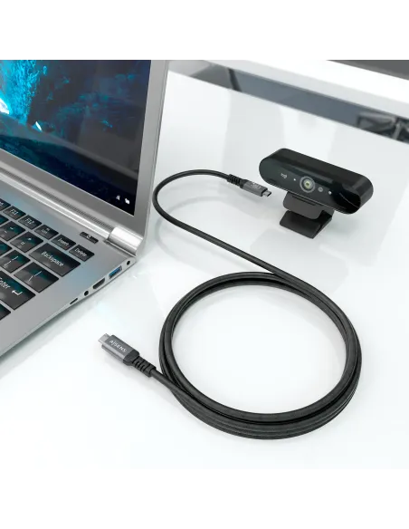 AISENS Cable USB 3.2 Gen2 Aluminio 10Gbps 8K@30Hz 5A 100W E-Mark, Tipo USB-C M-USB-C M, Negro, 5.0m